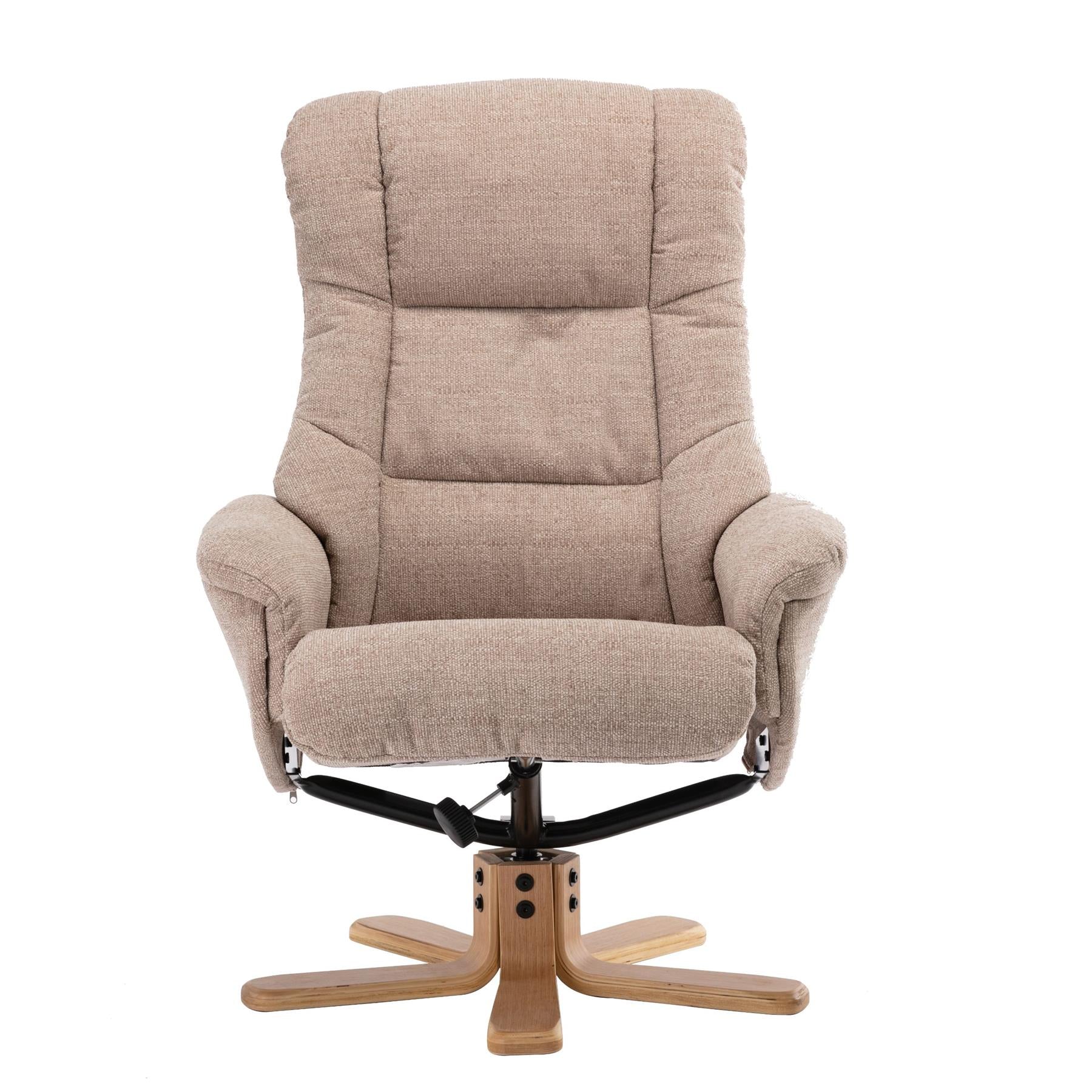 Cairo Swivel Recliner Chair & Footstool in Wheat Lisbon Fabric - Refurbished Sale