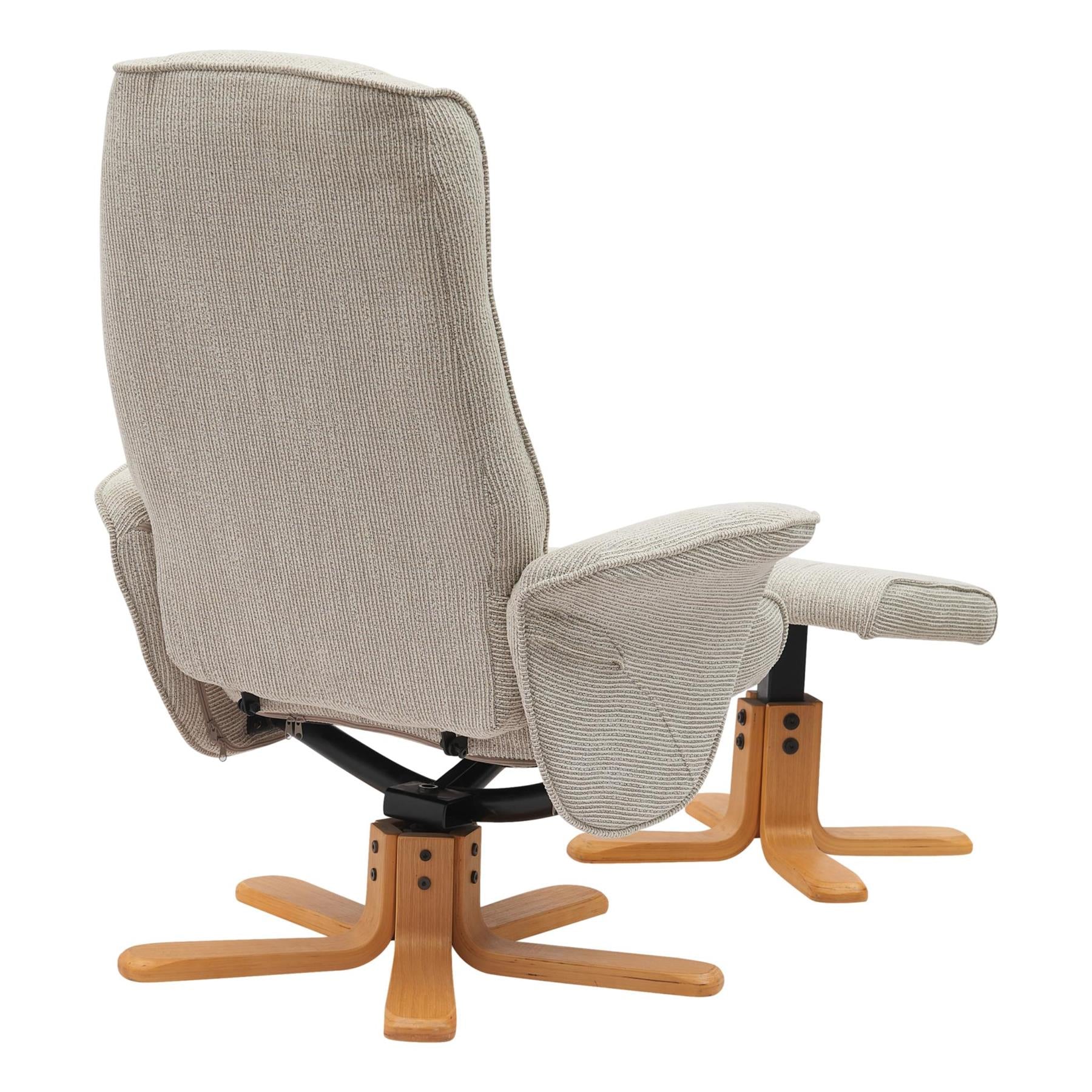 The Missouri Swivel Recliner Chair & Matching Footstool in Marzipan Fabric