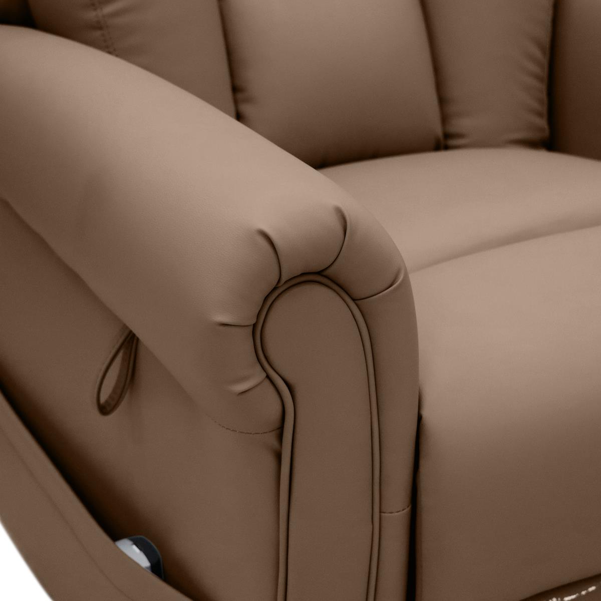 Nevis Healthcare – Triple Motor Riser Recliner Mobility Chair in Chestnut 4-Way Stretch Faux Leather