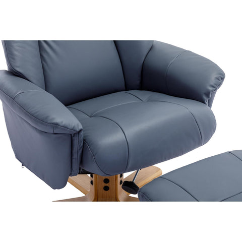 The Hawaii - Swivel Recliner Chair & Matching Footstool in Petrol Blue Leather - Refurbished - image 7