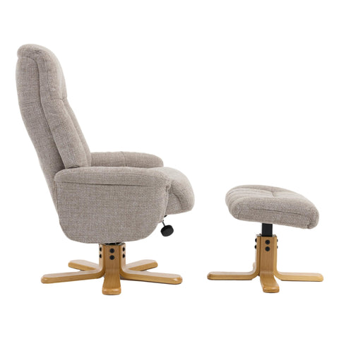 The Paris Swivel Recliner Chair & Footstool in Oat Fabric - image 5