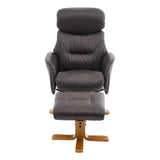 The Eden Swivel Recliner Chair & Matching Footstool in Russet Brown Leather - thumbnail 8