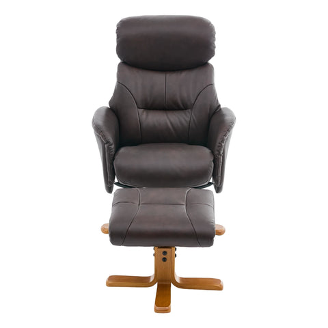 The Eden Swivel Recliner Chair & Matching Footstool in Russet Brown Leather - image 8
