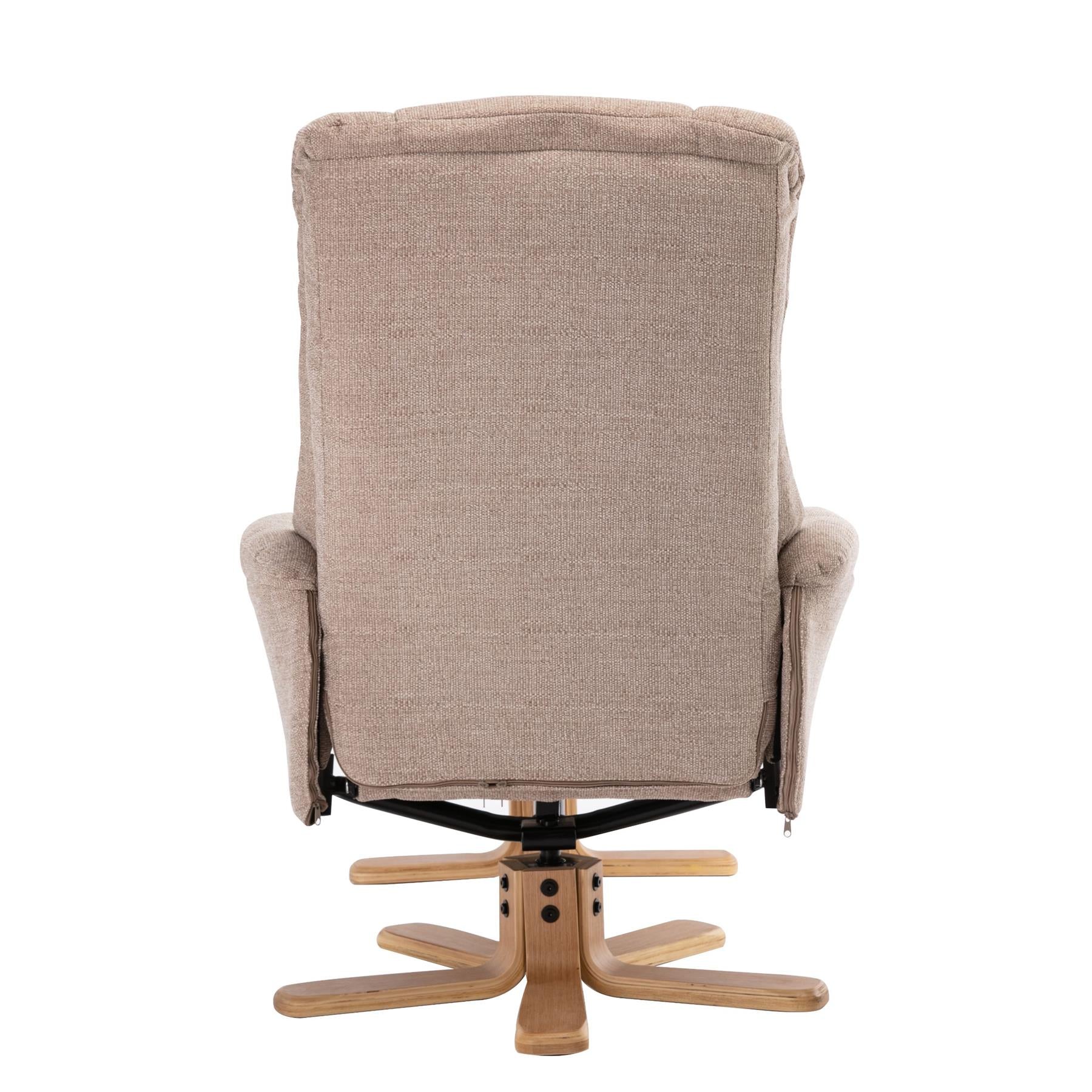 Cairo Swivel Recliner Chair & Footstool in Wheat Lisbon Fabric - Refurbished Sale