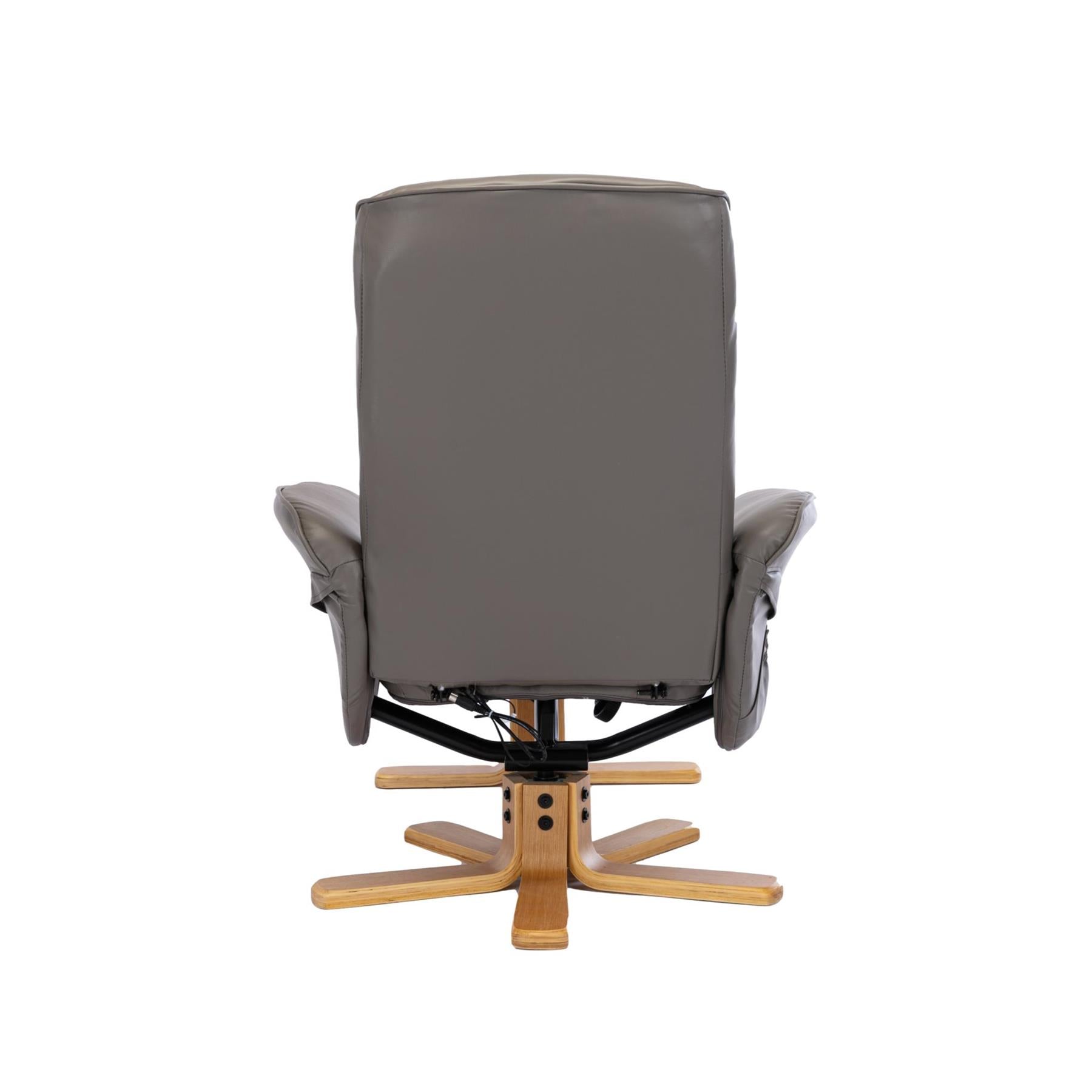 The Alexandria Swivel Recliner Chair with Heat & Massage - Grey Faux Leather - Refurbished