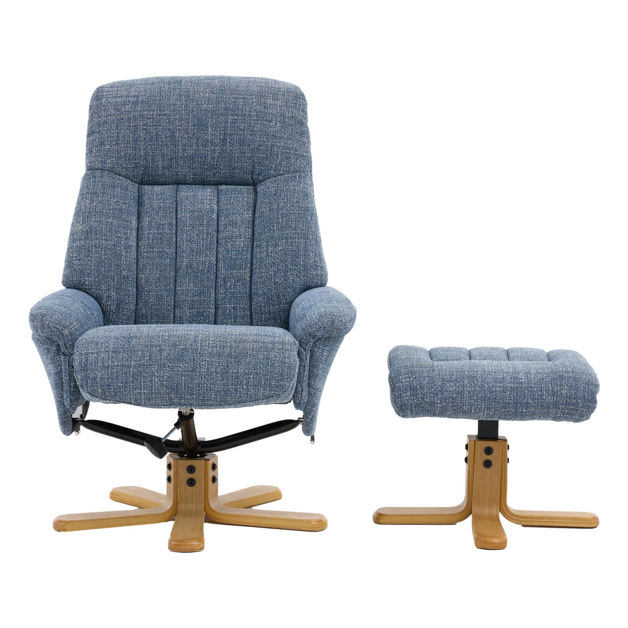 The Paris Swivel Recliner Chair & Footstool in Ocean Fabric - alternate product image