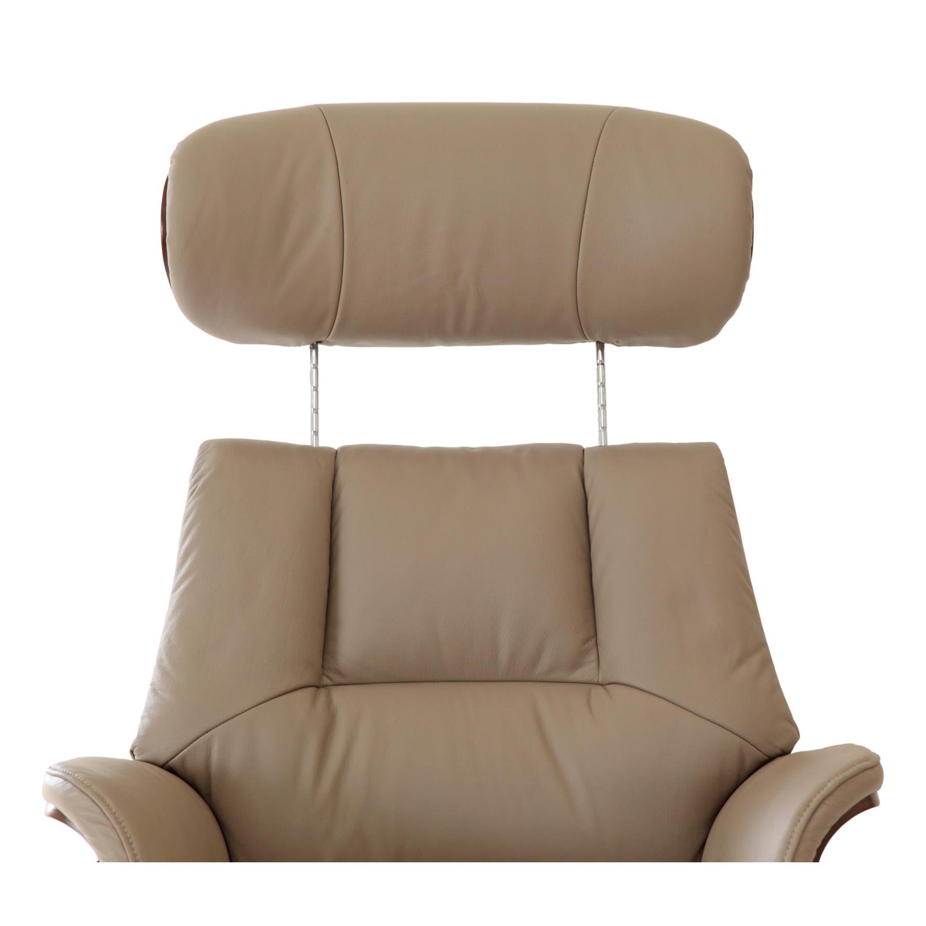 Stratford Swivel Recliner Chair in Genuine Pebble Leather with Matching Footstool