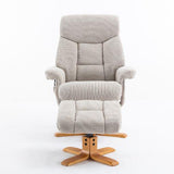 Exmouth Fabric Swivel Recliner Massage Chair & Footstool in Sand - Refurbished Clearance - thumbnail 4