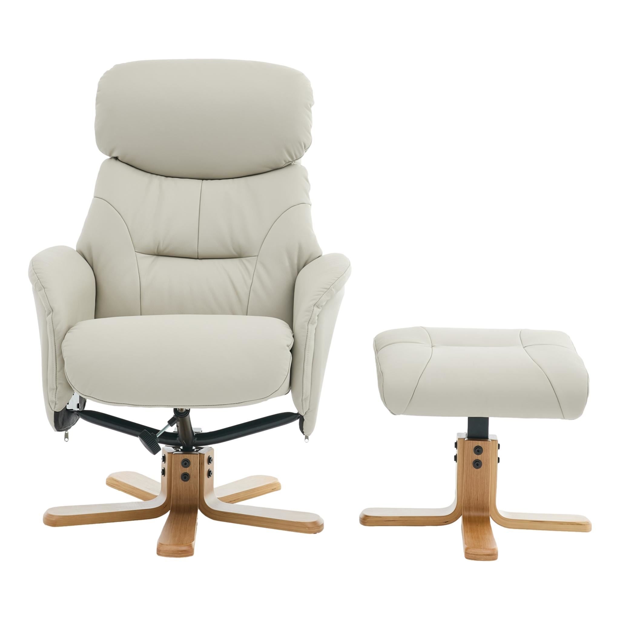 The Eden Swivel Recliner Chair & Matching Footstool in Mushroom Leather - alternate product image