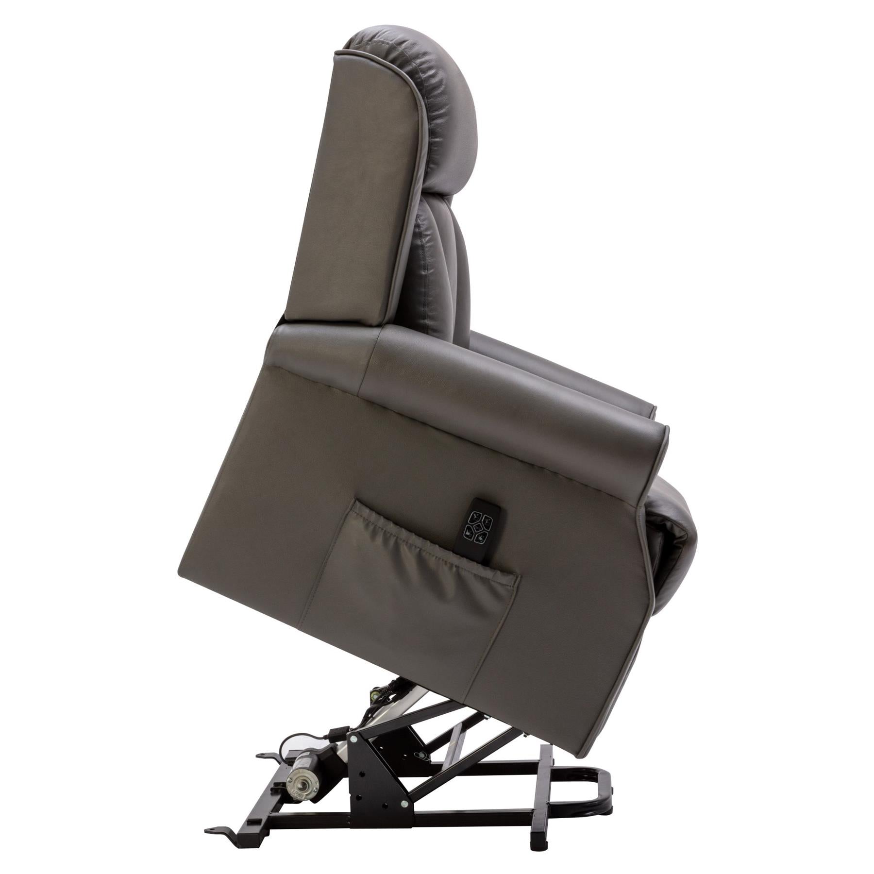 The Darwin - Dual Motor Riser Recliner Mobility Arm Chair in Grey Leather - Clearance - Minor Damage