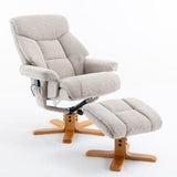 Exmouth Fabric Swivel Recliner Massage Chair & Footstool in Sand - Refurbished Clearance - thumbnail 2