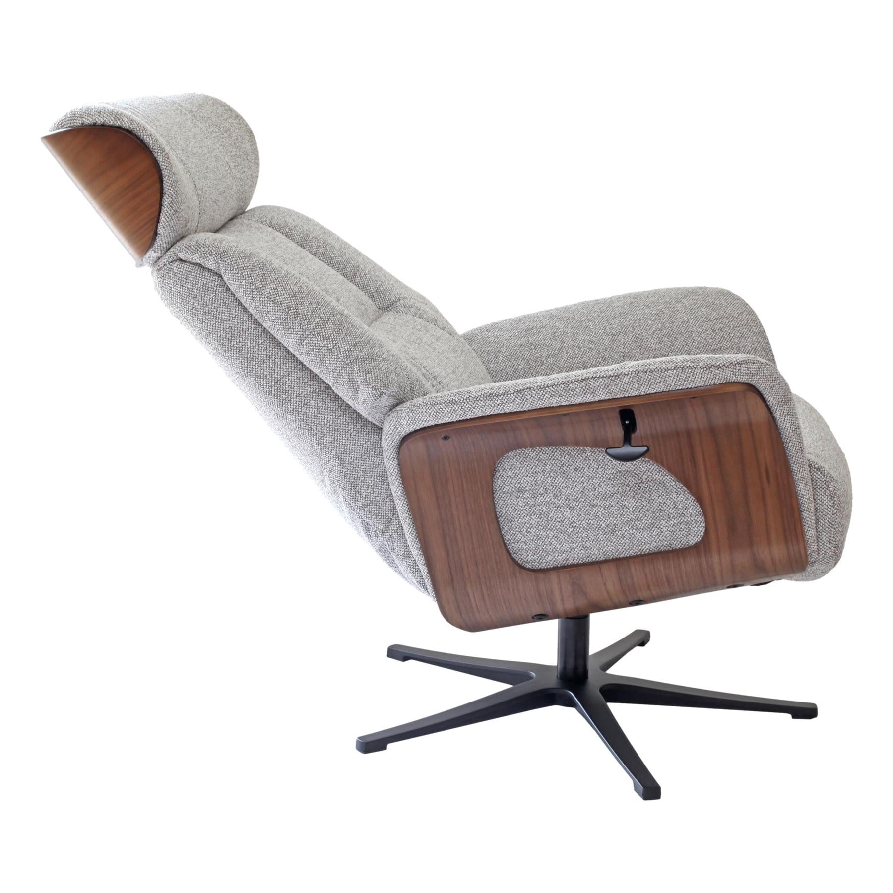 Stratford Swivel Recliner Chair in Champagne Fabric with Matching Footstool