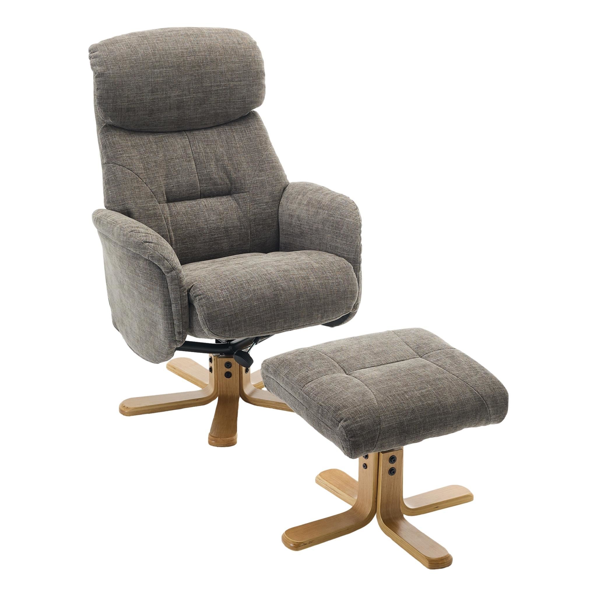 The Eden Swivel Recliner Chair & Matching Footstool  in Thunder Grey Fabric - primary product image