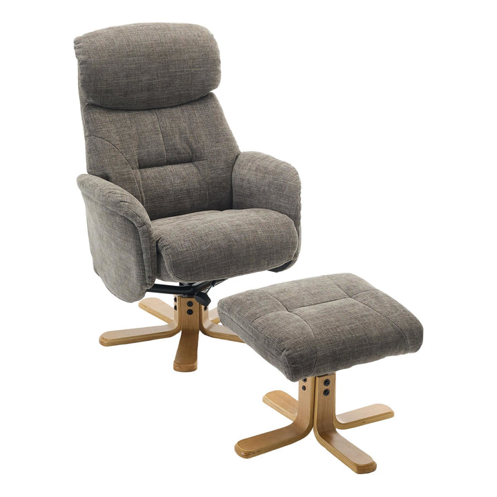 The Eden Swivel Recliner Chair & Matching Footstool  in Thunder Grey Fabric - image 1