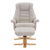 The Sardinia - Swivel Recliner Chair & Footstool in Mushroom Genuine Leather