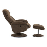 Sahara Swivel Recliner and Footstool in Espresso Fabric - thumbnail 3