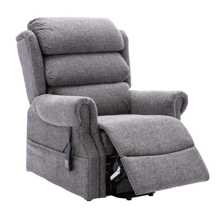 Salisbury Dual Motor Riser Recliner Arm Chair In Lisbon Grey Fabric - Clearance Item - image 1