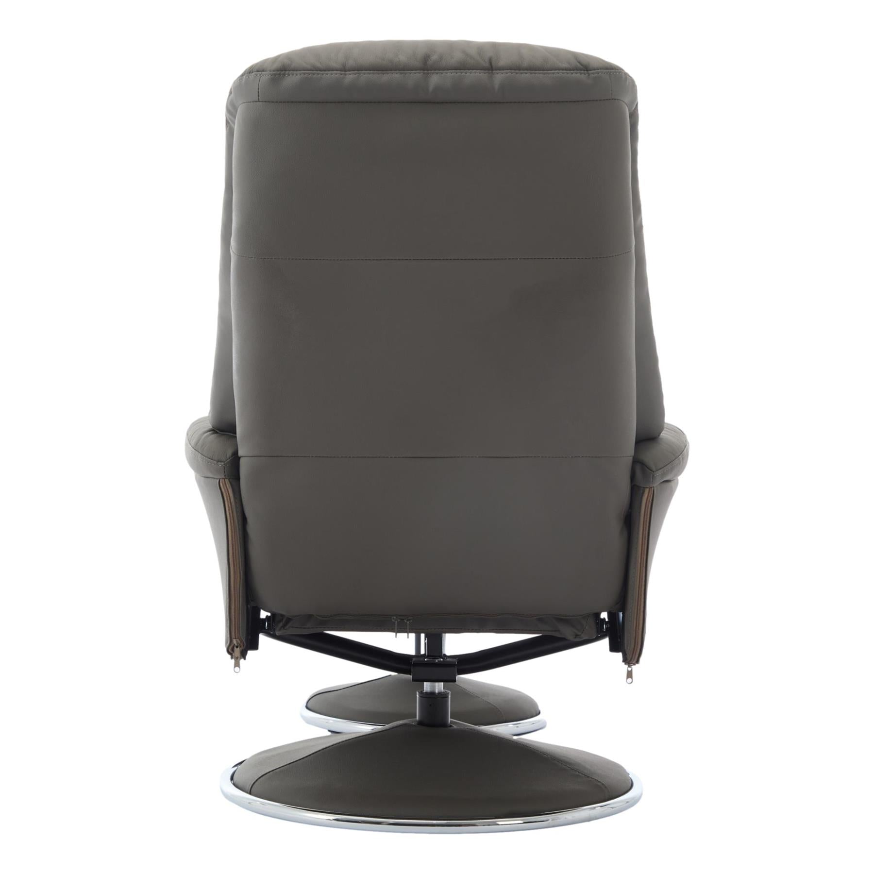 The Lyon - Genuine Leather Swivel Recliner Chair & Footstool in Cinder Grey - Refurbished