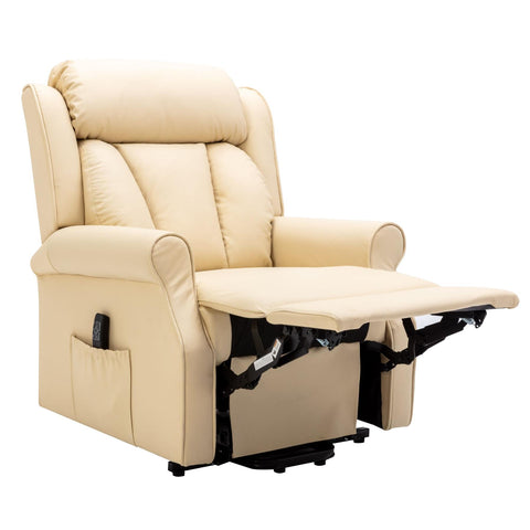 The Darwin - Dual Motor Riser Recliner Mobility Arm Chair in Cream Genuine Leather - Minor Damage - image 5