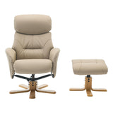 The Eden Swivel Recliner Chair & Matching Footstool in Pebble Leather - thumbnail 2