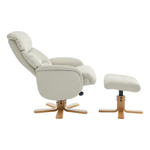 The Eden Swivel Recliner Chair & Matching Footstool in Mushroom Leather - image 4