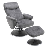 The Paddington - Swivel Recliner Chair & Matching Footstool in Graphite Grey Fabric