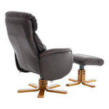 The Eden Swivel Recliner Chair & Matching Footstool in Russet Brown Leather - thumbnail 5