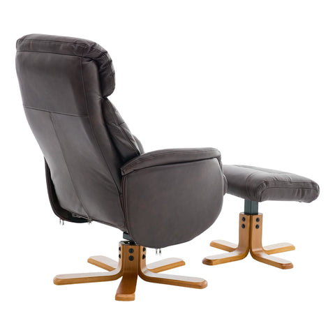 The Eden Swivel Recliner Chair & Matching Footstool in Russet Brown Leather - image 5