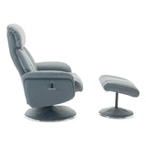 Sahara Swivel Recliner in Petrol Blue Leather - thumbnail 3