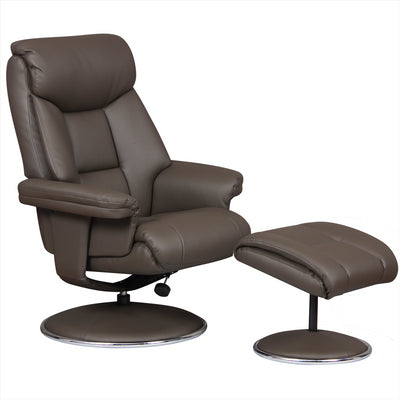 Biarritz Plush Swivel Recliner Chair & Matching Footstool in Charcoal - Clearance