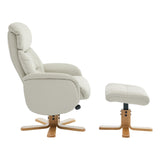 The Eden Swivel Recliner Chair & Matching Footstool in Mushroom Leather - thumbnail 3