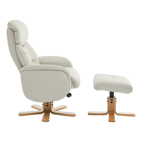The Eden Swivel Recliner Chair & Matching Footstool in Mushroom Leather - image 3