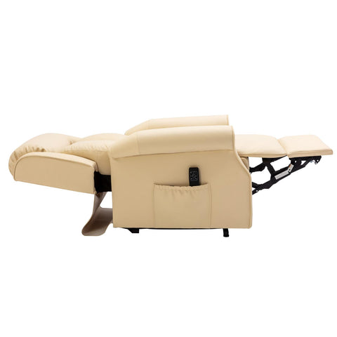 The Darwin - Dual Motor Riser Recliner Mobility Arm Chair in Cream Genuine Leather - Minor Damage - image 6