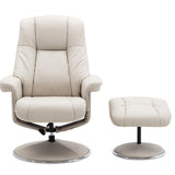 The Denver Swivel Recliner Chair & Footstool - Genuine Leather - Mushroom