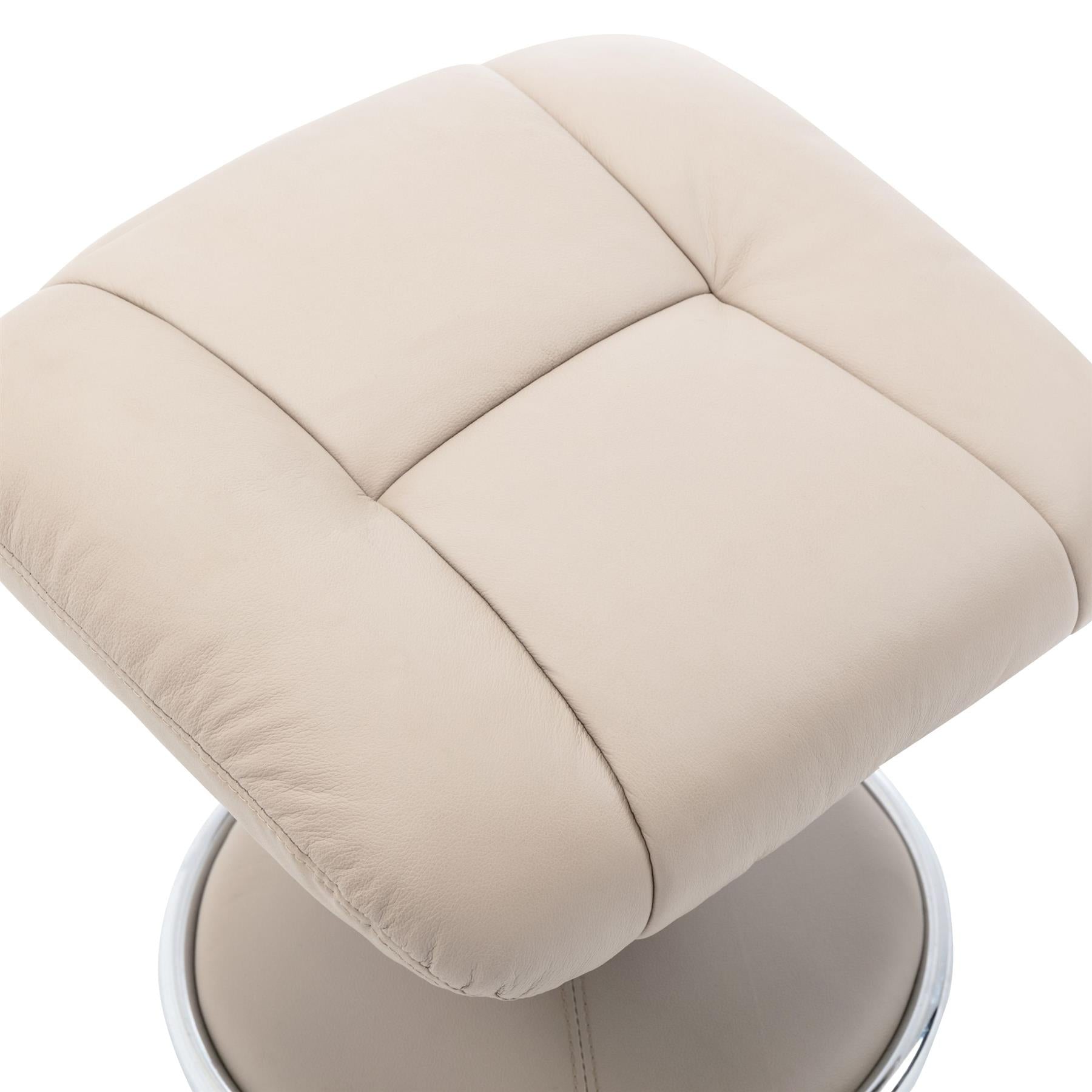 The Denver Swivel Recliner Chair & Footstool - Genuine Leather - Pebble - Clearance