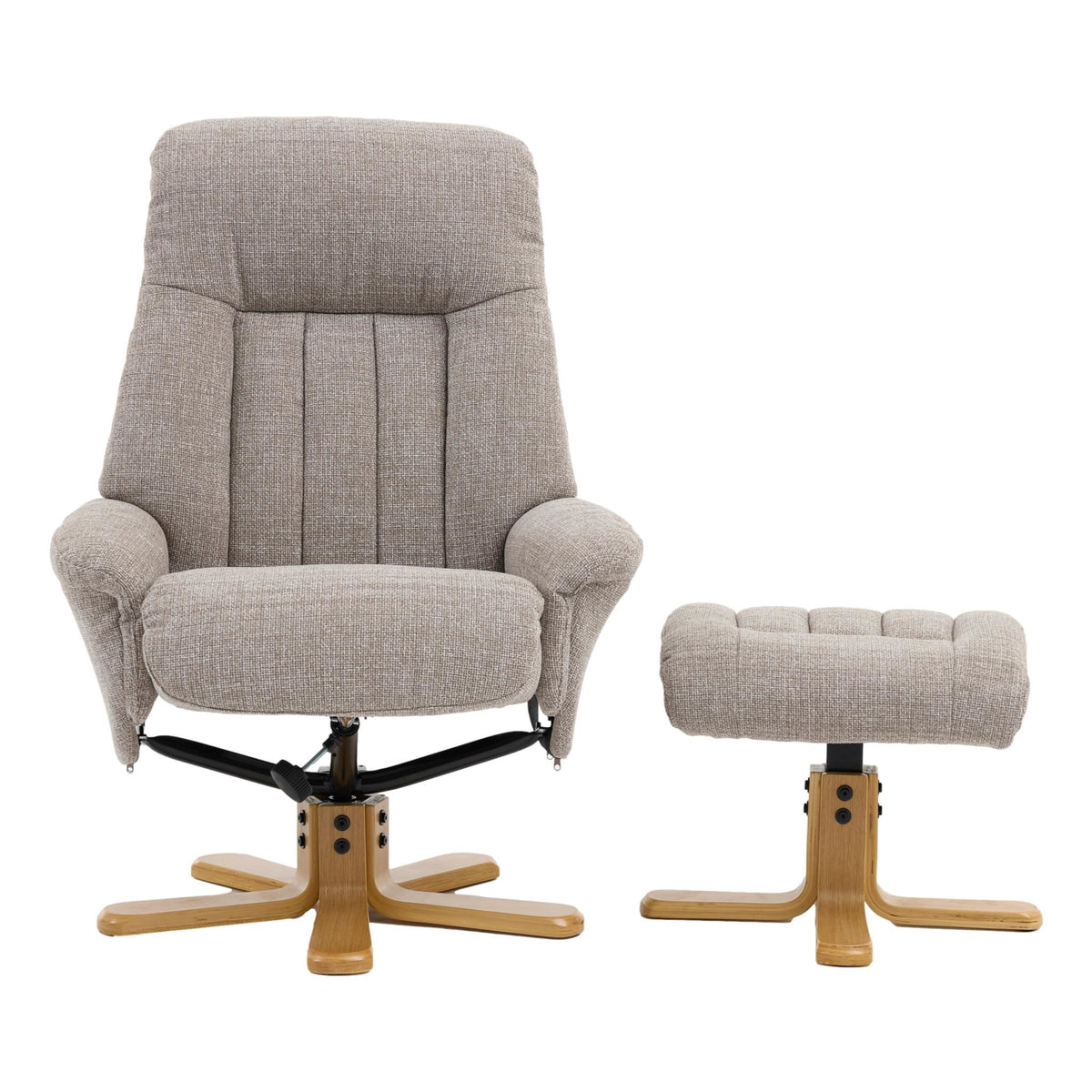 The Paris Swivel Recliner Chair & Footstool in Oat Fabric - alternate product image