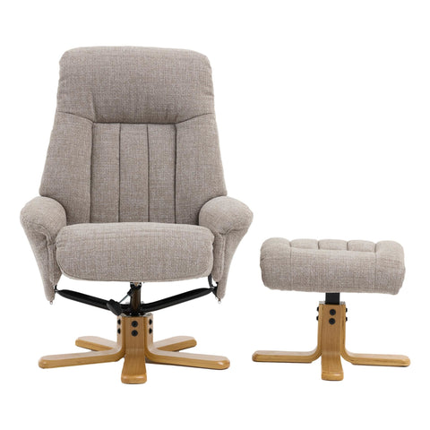 The Paris Swivel Recliner Chair & Footstool in Oat Fabric - image 2