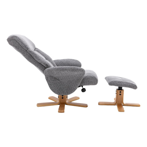 The Giza - Fabric Swivel Recliner Chair & Matching Footstool in Lake Blue - Refurbished - image 5