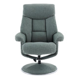 The Biarritz - Swivel Recliner Chair & Matching Footstool in Lisbon Teal Fabric - thumbnail 4