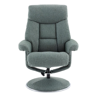 The Biarritz - Swivel Recliner Chair & Matching Footstool in Lisbon Teal Fabric