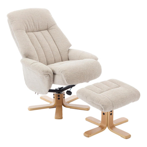 The Paris Swivel Recliner Chair & Footstool in Lille Sand Fabric - Refurbished - image 4