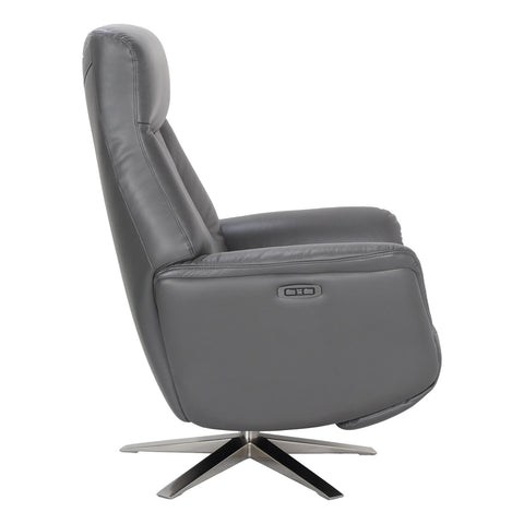 The Houston Zero Gravity Swivel Electric Recliner Chair in Iron Genuine Leather - image 4