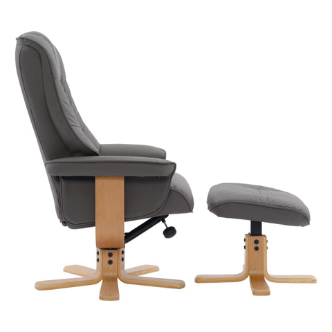 The Sardinia - Swivel Recliner Chair & Footstool in Cinder Genuine Leather - Refurbished - image 3