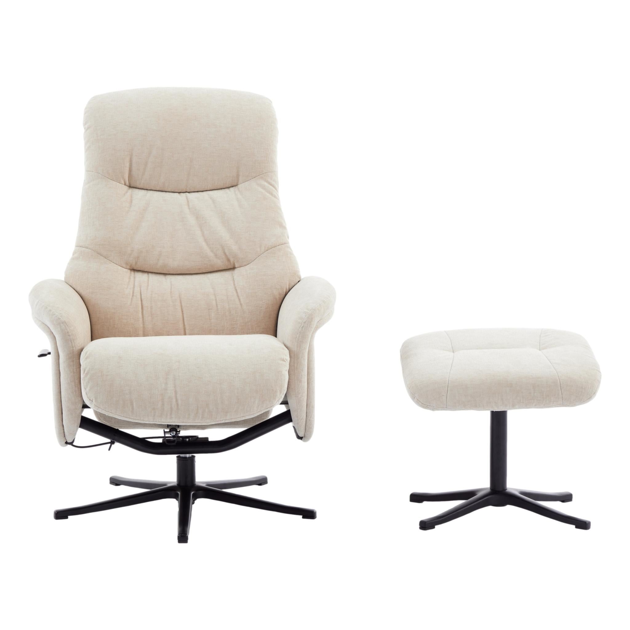 The Nevada Swivel Recliner Chair & Matching Footstool in Barley Fabric