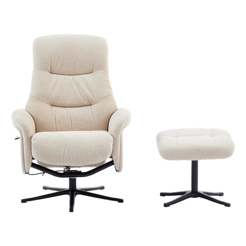 The Nevada Swivel Recliner Chair & Matching Footstool in Barley Fabric - image 2
