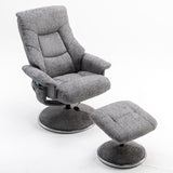 The Riviera - Swivel Recliner Chair & Matching Footstool in Flint Grey Fabric