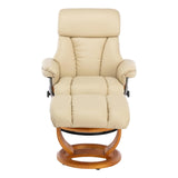 The Jupiter - Swivel Recliner Chair & Matching Footstool in Cream Plush Faux Leather