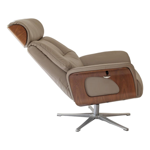 Stratford Swivel Recliner Chair in Genuine Pebble Leather with Matching Footstool - image 7