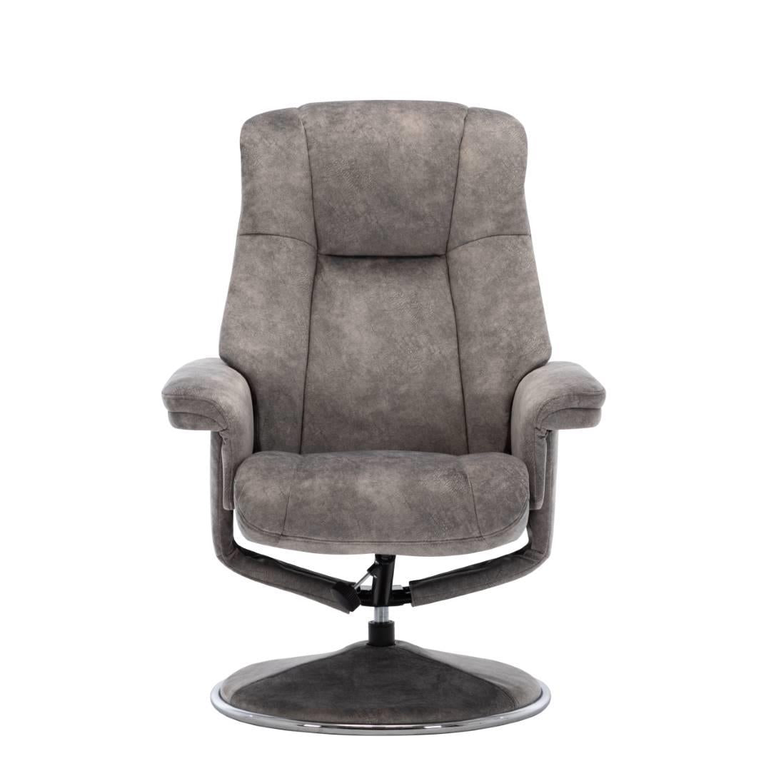 The Denver Swivel Recliner Chair & Footstool - Fabric - Elephant - Refurbished