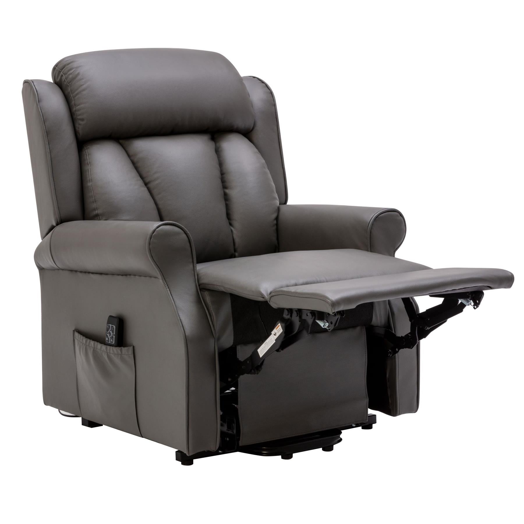 The Darwin - Dual Motor Riser Recliner Mobility Arm Chair in Grey Leather - Clearance - Minor Damage
